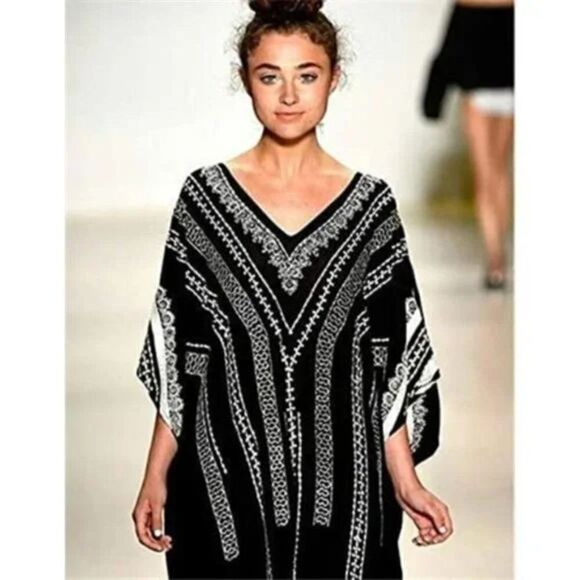 New Women's Long Maxi Cover Up Beach Black - Picture 2 of 6
